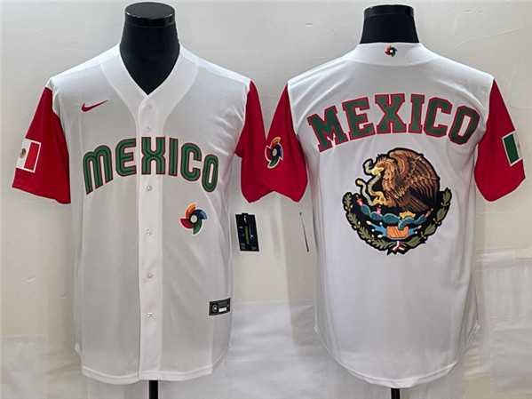 Mens Mexico Baseball 2023 White Team Big Logo World Baseball Classic Stitched Jersey